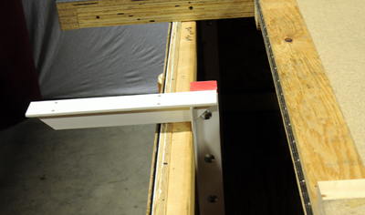 a concealed bracket installed and ready to support a countertop